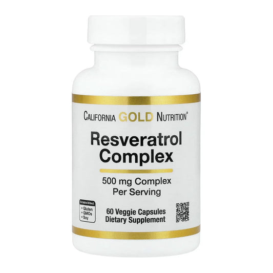 Resveratrol Complex with Grape Seed Extract, Red Wine Extract, and trans-Resveratrol, 60 Veggie Capsules - Medaid International