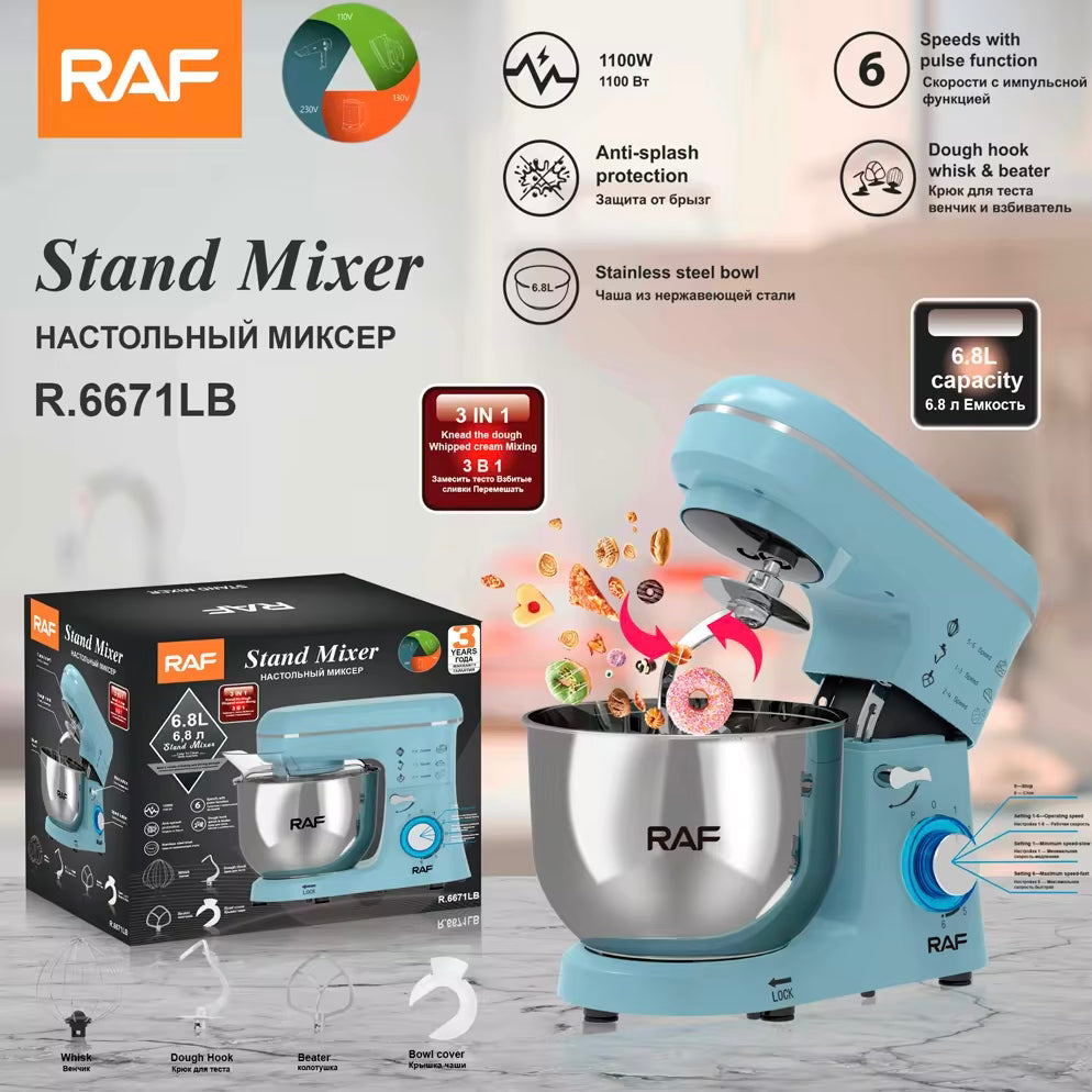 Raf 3 In 1 Stand Mixer 6.8 Litre R6671LB - Medaid International