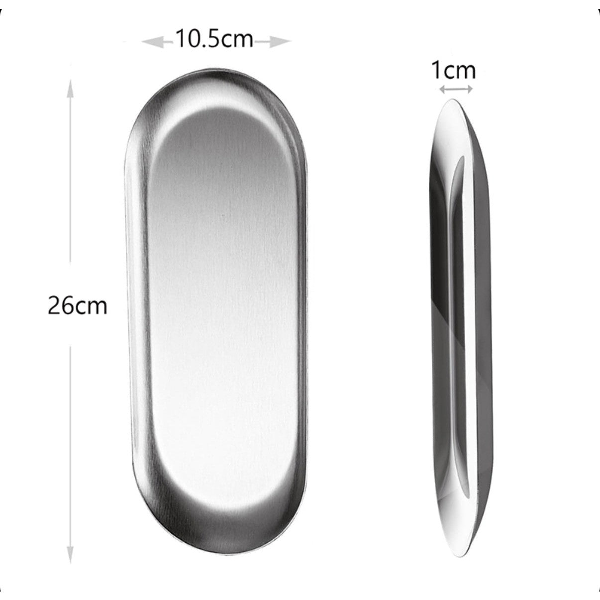 Stainless Steel Oval Storage Tray Multipurpose Small Tray for Cosmetics Jewelry Vanity Snack Silver - Medaid International