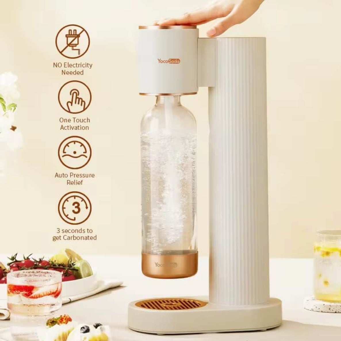 Yoco Soda Tabletop Soda Maker Machine + CO2 Gas Cylinder - Medaid International