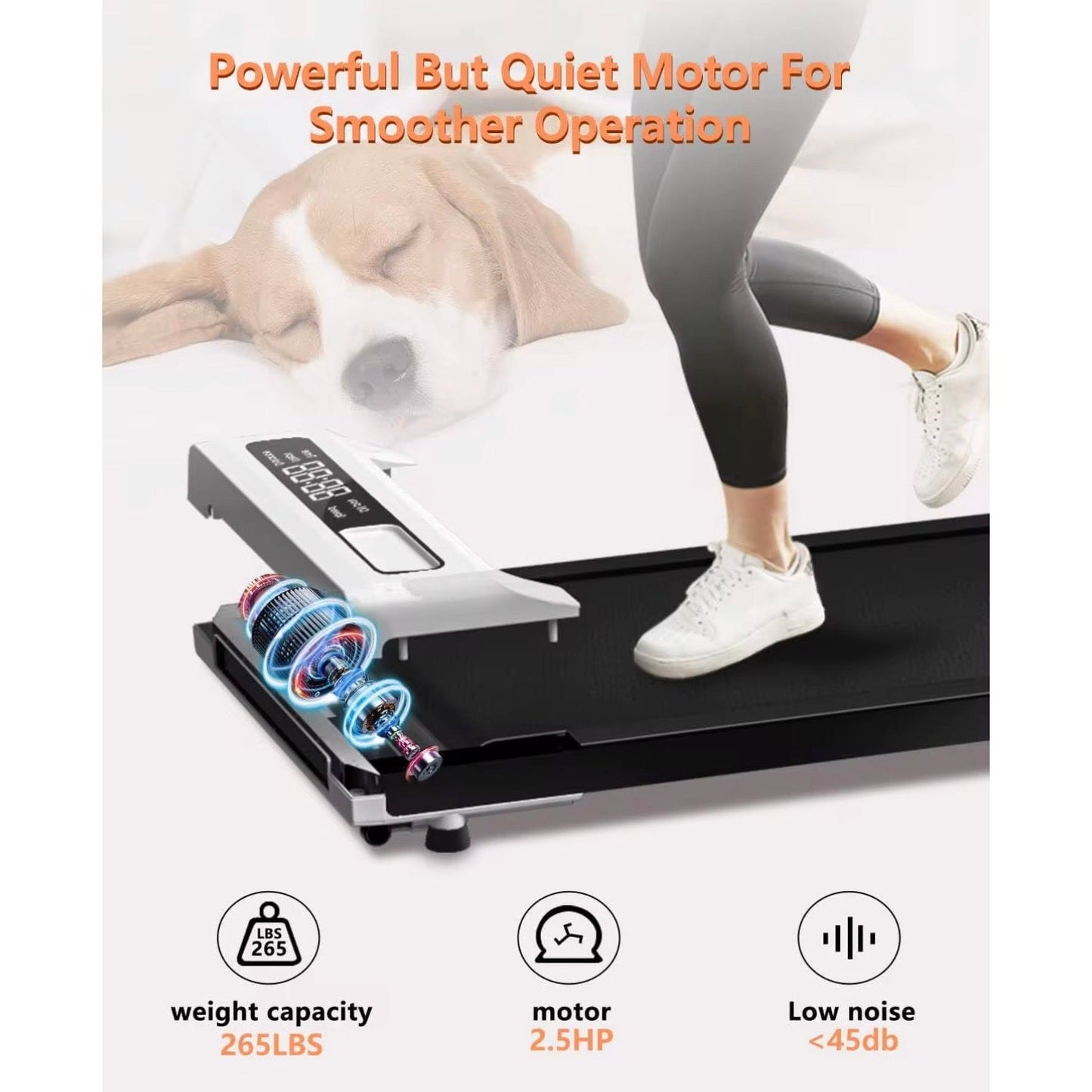 Motorized Walking Pad Mini Folding
Portable Flat Treadmill Walking Machine
