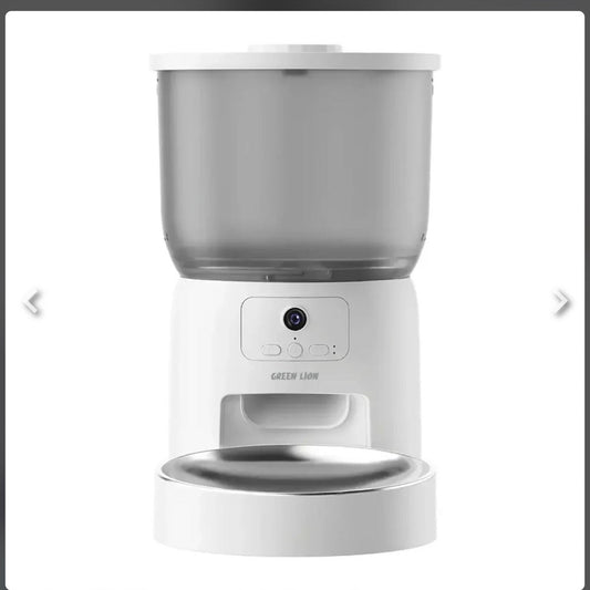 Green Lion Smart Pet Feeder with Stainless Steel Bowl - white
