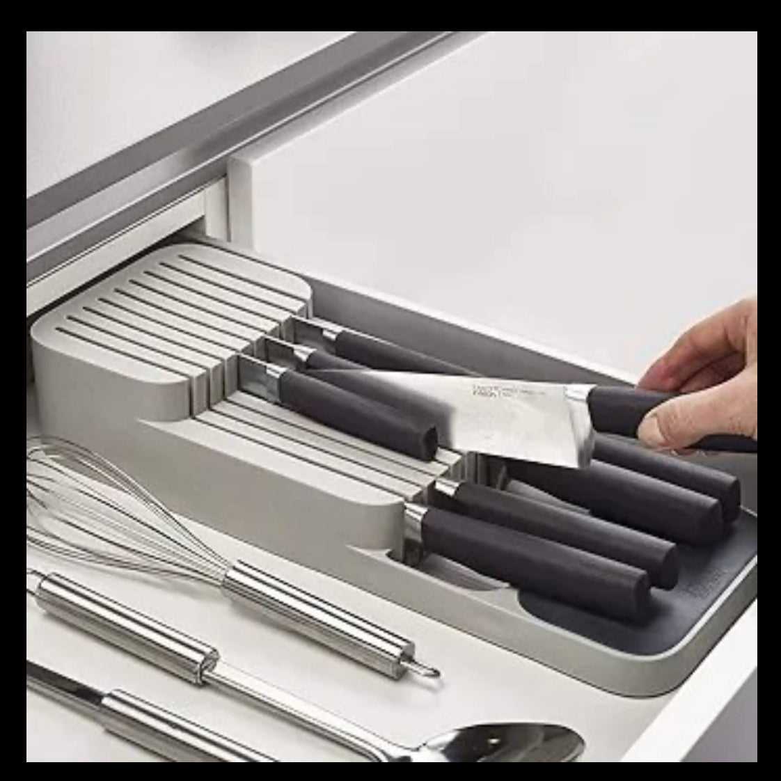 Store Kitchen Drawer Organizer Tray for Knives Knife Block, Gray - Medaid International