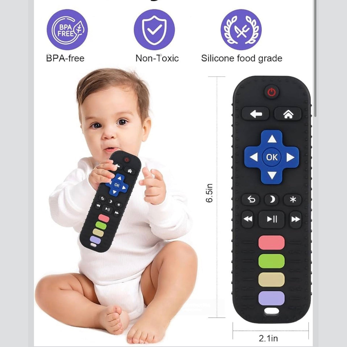 Baby Teething Toy, Silicone Remote Control Teether, BPA Free Sensory Chew Toys for Infants, Gum Relief Baby Toy Gift for 3 6 12 Months