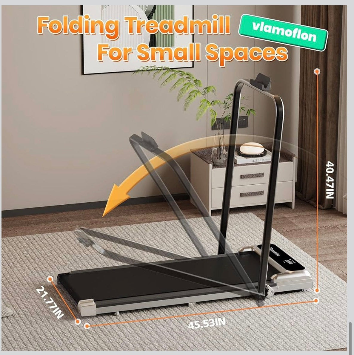 Walking Pad with Handle Bar, Treadmills for Home and Office,2.5HP Under Desk Treadmills with Rermote Control &LED Display,265 lbs