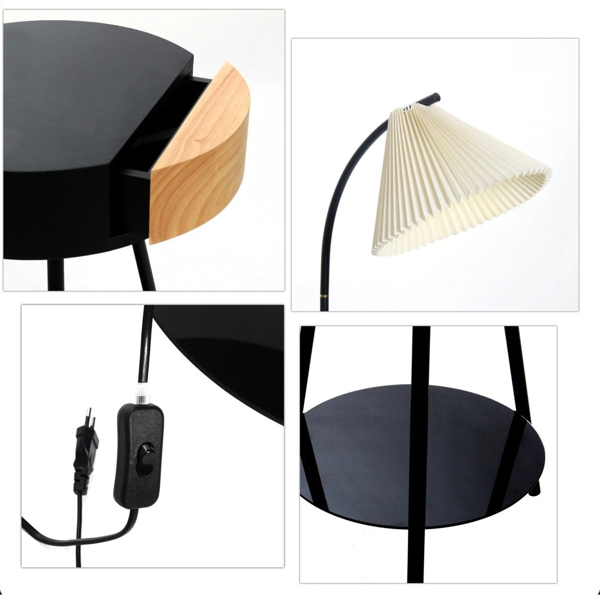 160 CM Coffee Table Floor Lamp with Drawer and Shelf for Living Room Bedside - Medaid International