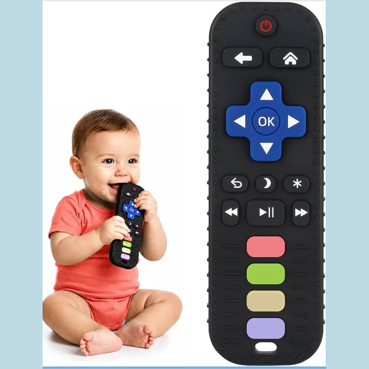 Baby Teething Toy, Silicone Remote Control Teether, BPA Free Sensory Chew Toys for Infants, Gum Relief Baby Toy Gift for 3 6 12 Months