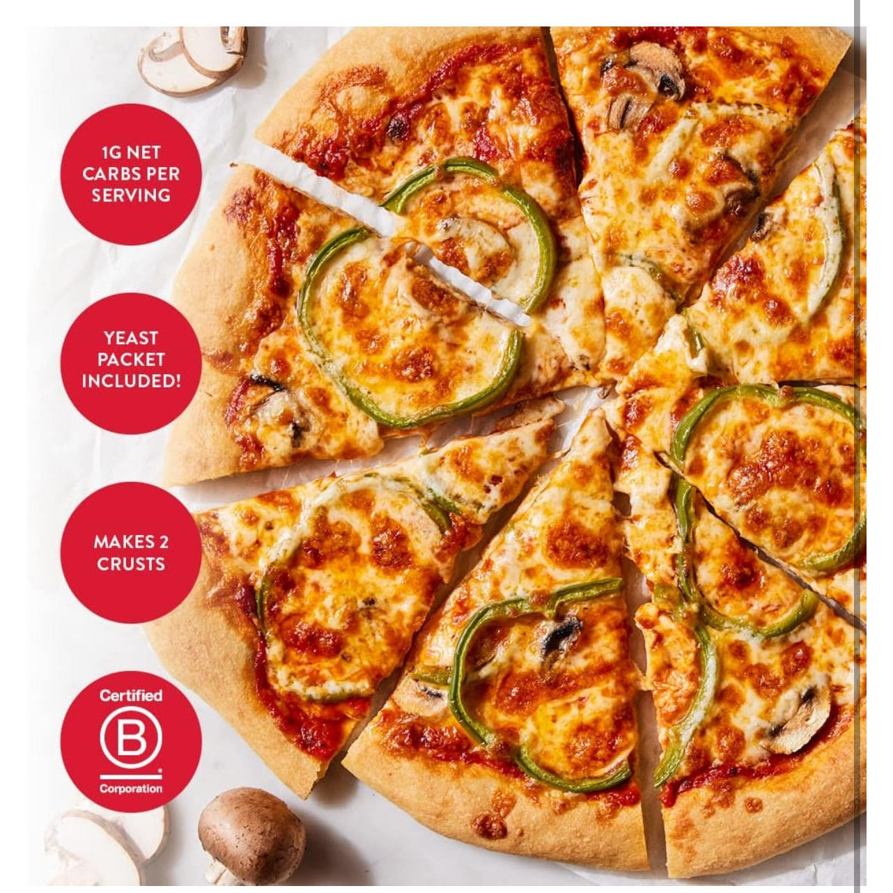 King Arthur Keto Pizza Crust Mix: Low Carb Delight with 1g Net Carbs per Serving - Easy to Make, Crisp & Chewy 10.25 oz Mix for Two 12 in Crusts - Perfect for Keto Pizza Lovers - Medaid International