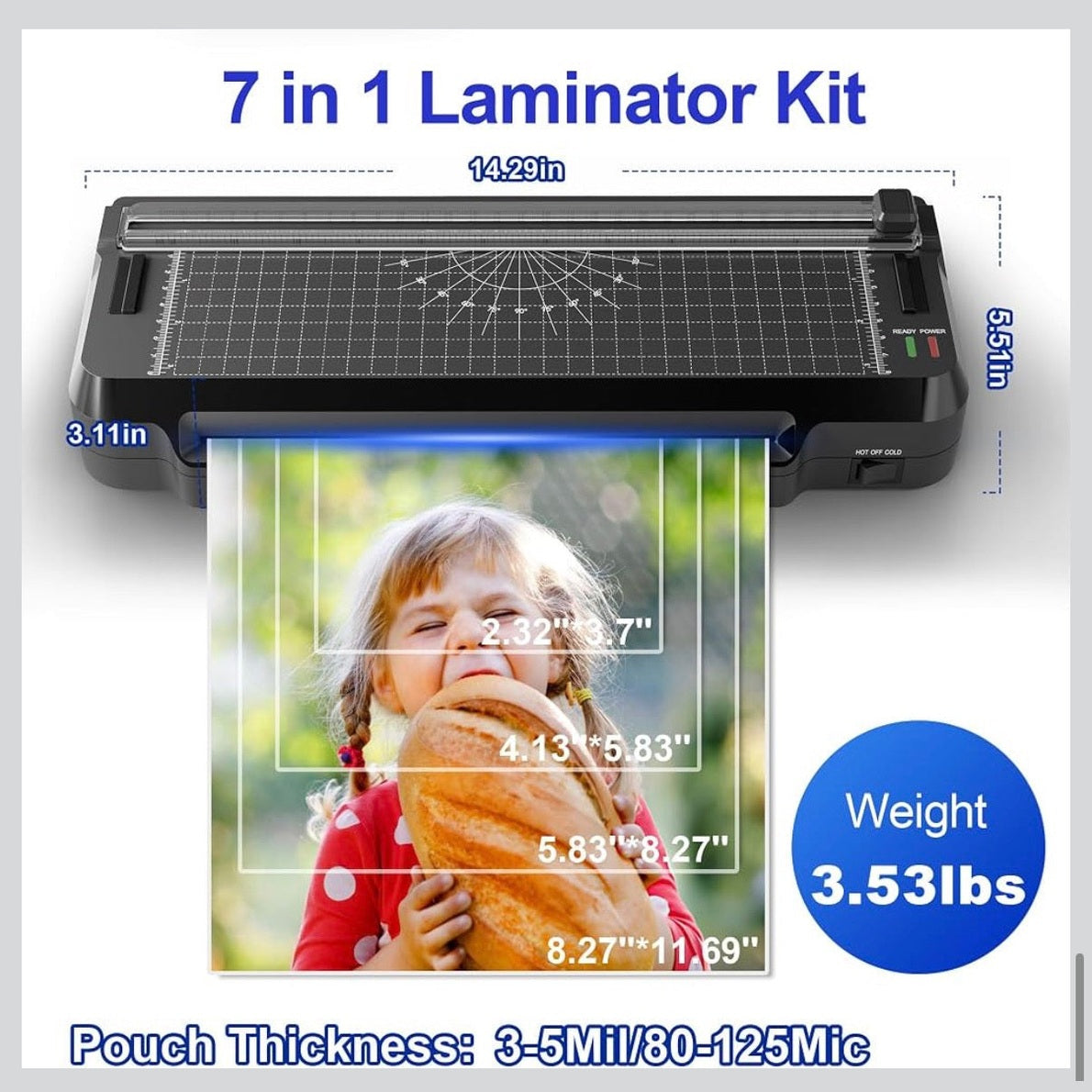 4-in-1 A4 Thermal Laminator Machine, Hot & Cold, with 20 Pouches
2-Min Quick Warm-Up, Bubble-Free Lamination, Built-In Cutter & Corner Rounder, For School, Home & Office
