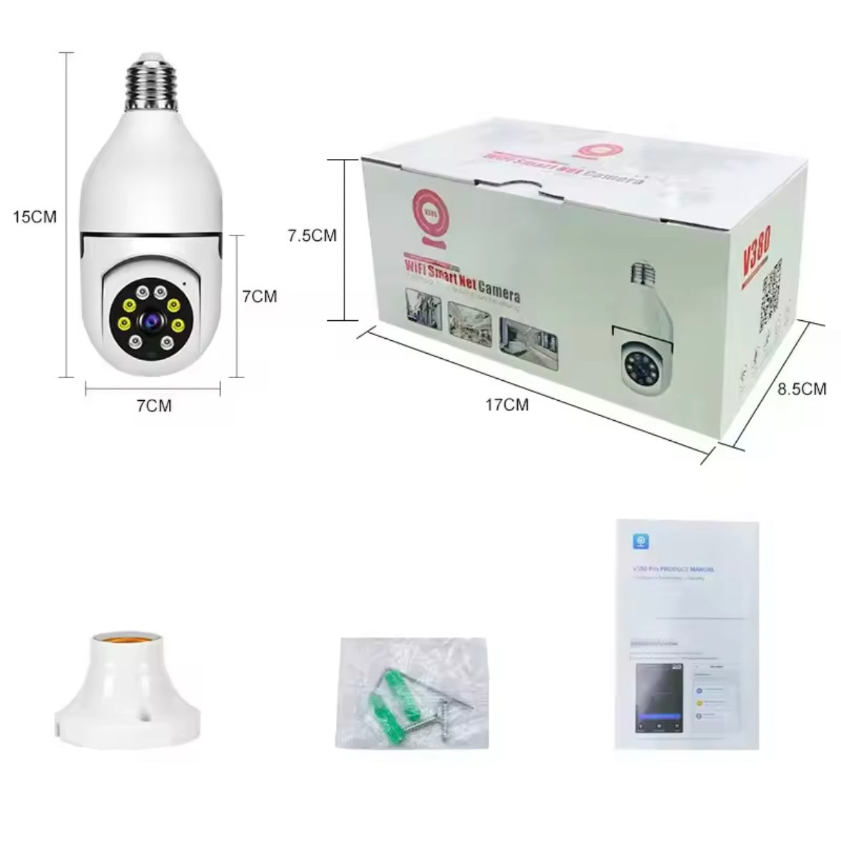 V380 PRO E27 360 Degree LED Light 1080P Wireless Panoramic Home Security WiFi Camera - Medaid International