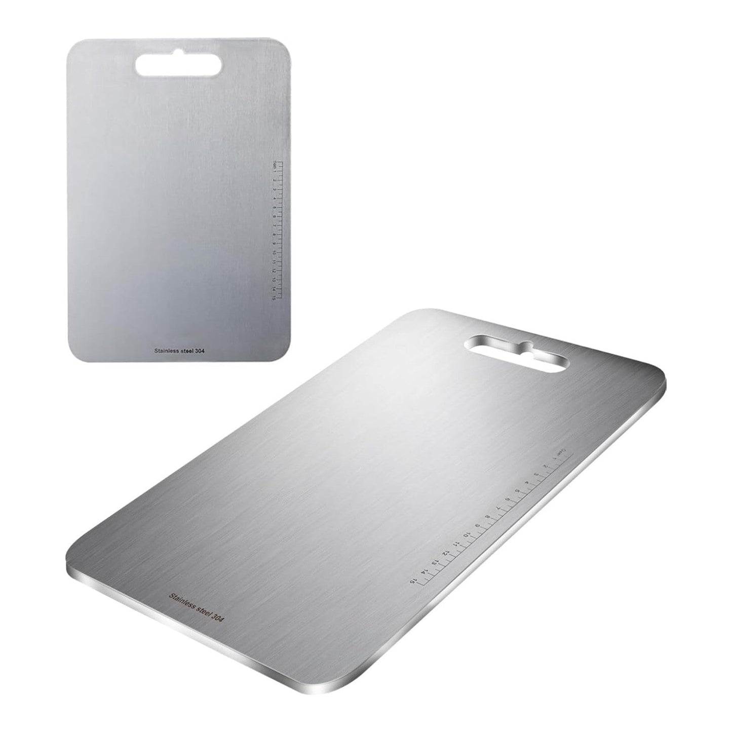 Stainless Steel Cutting Board, Titanium Chopping Boards for Kitchen, SUS 304 Large Chopper for Meat, Dishwasher Safe, with Handle & Scale, Easy Clean, ستانلس ستيل تقطيع, Solid Cookware, (36*25*0.2 cm) - Medaid International