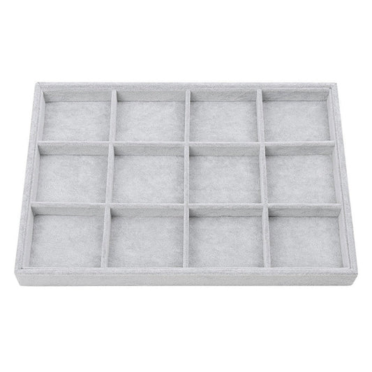 12 Compartments Velvet Jewelry Organizer Tray for Drawers Stackable Jewelry Display Trays for Rings Earrings Bangles Bracelets Silver - Medaid International