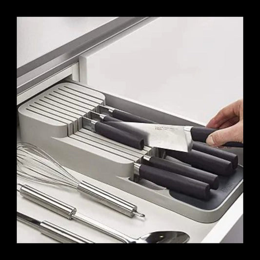 Store Kitchen Drawer Organizer Tray for Knives Knife Block, Gray - Medaid International