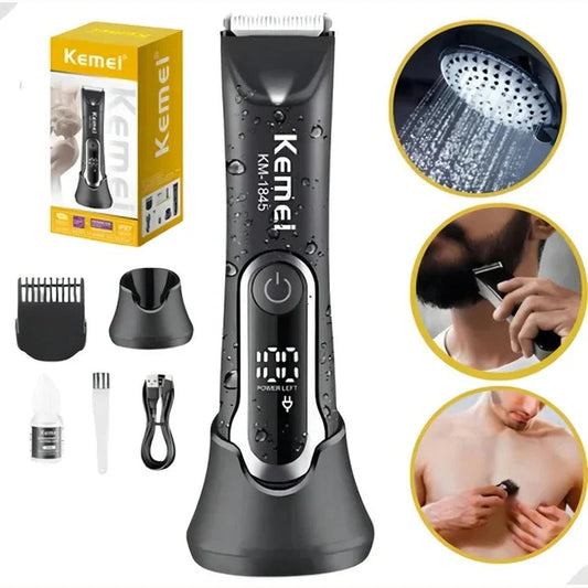 Waterproof Body Groomer With Skin Friendly Blades Kemei Hair Trimmer KM-1840