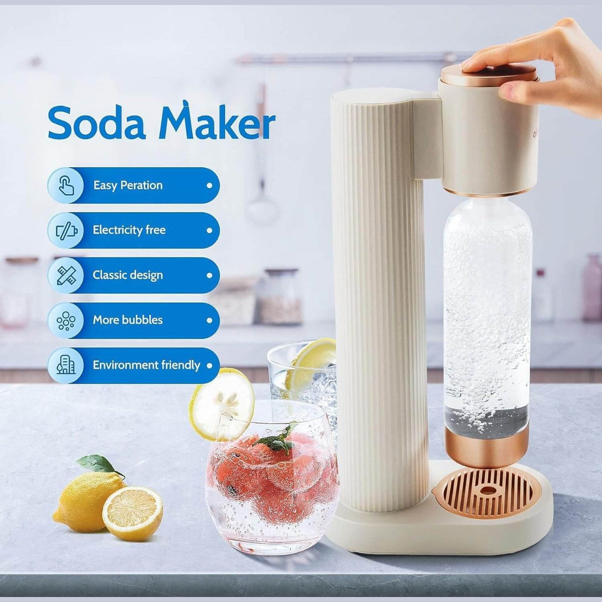 Yoco Soda Tabletop Soda Maker Machine + CO2 Gas Cylinder - Medaid International