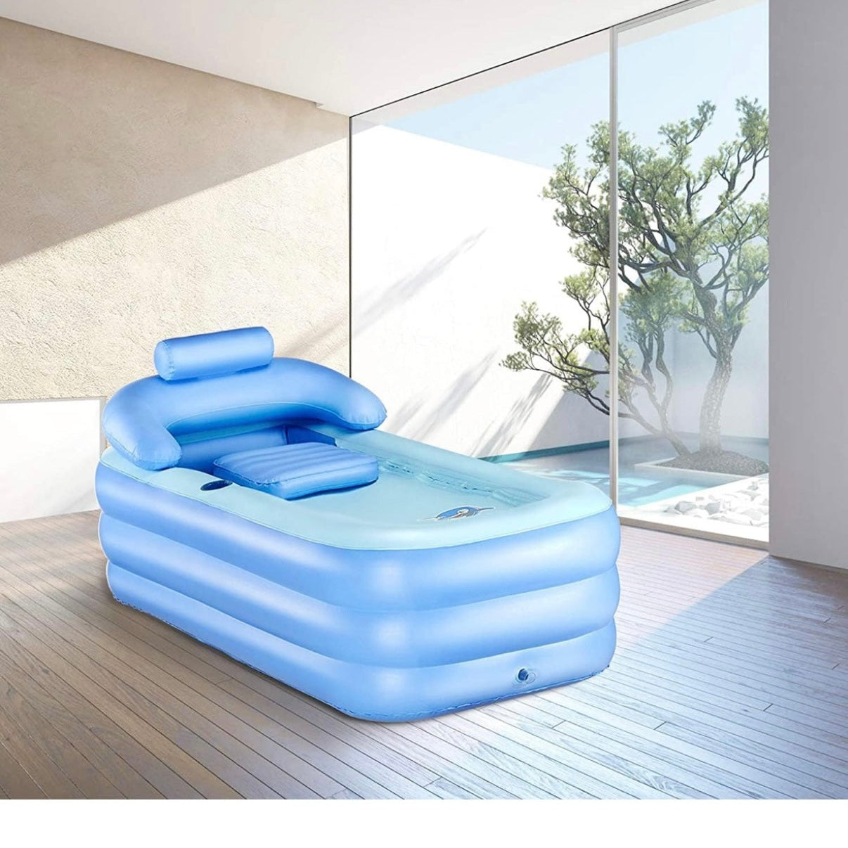 Angju Inflatable Adult Bath Tub, Free-Standing Blow Up Bathtub with Foldable Portable Feature for Adult Spa with Electric Air Pump (High-Density PVC) - Medaid International