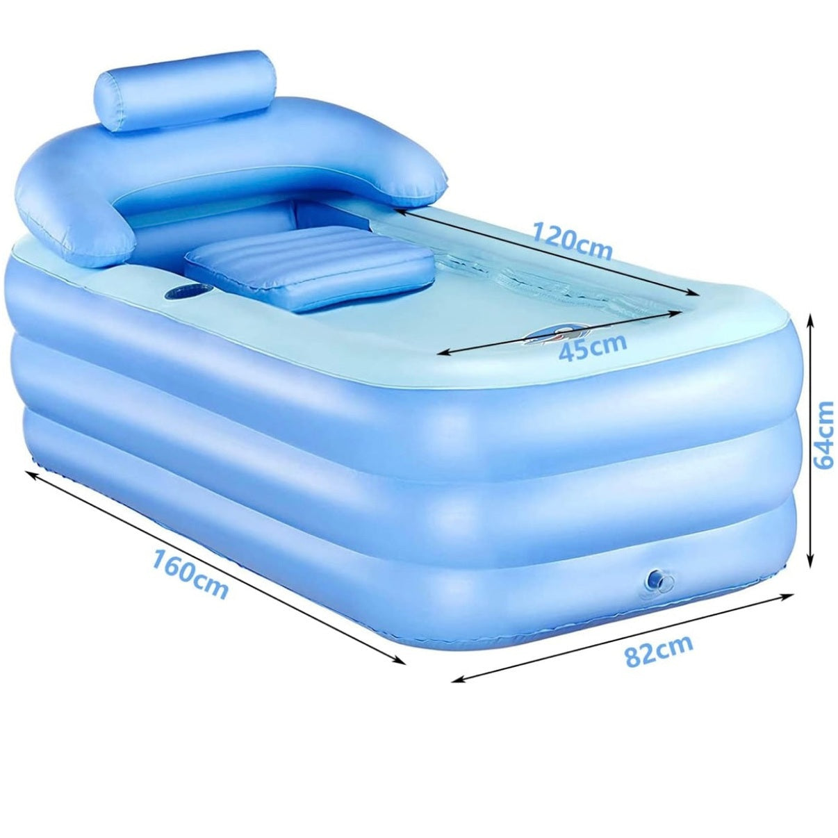 Angju Inflatable Adult Bath Tub, Free-Standing Blow Up Bathtub with Foldable Portable Feature for Adult Spa with Electric Air Pump (High-Density PVC) - Medaid International