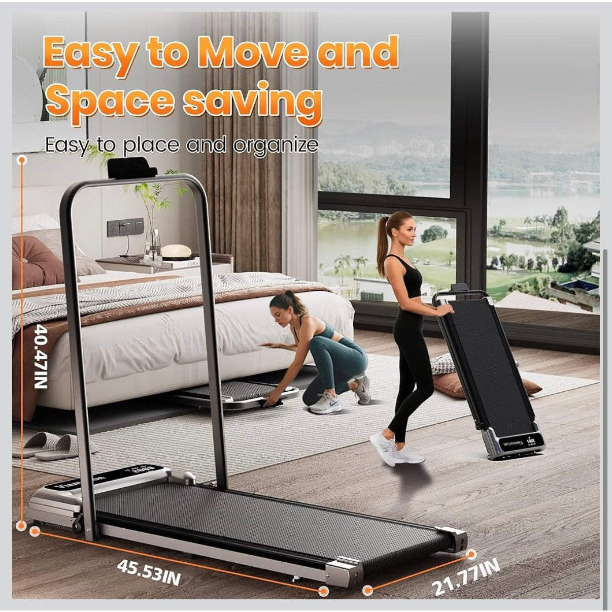 Walking Pad with Handle Bar, Treadmills for Home and Office,2.5HP Under Desk Treadmills with Rermote Control &LED Display,265 lbs
