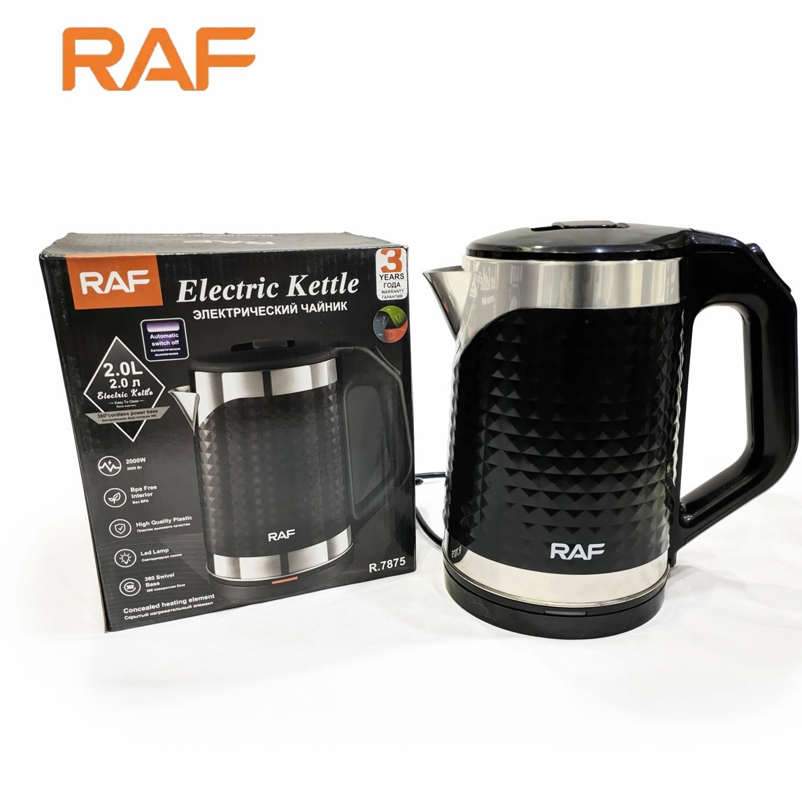 Raf Automatic Electric Kettle 2L R7875 ‚Äì Cool To Touch & Stainless Steel ‚Äì 2000W - Medaid International