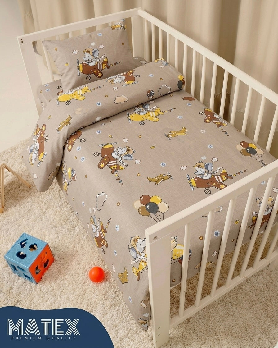 Vintage Aviator Theme Baby Bed Crib Set 100% Cotton