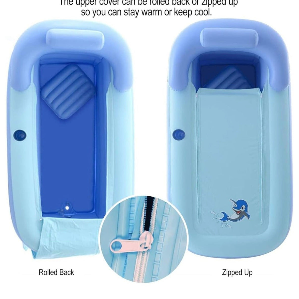 Angju Inflatable Adult Bath Tub, Free-Standing Blow Up Bathtub with Foldable Portable Feature for Adult Spa with Electric Air Pump (High-Density PVC) - Medaid International