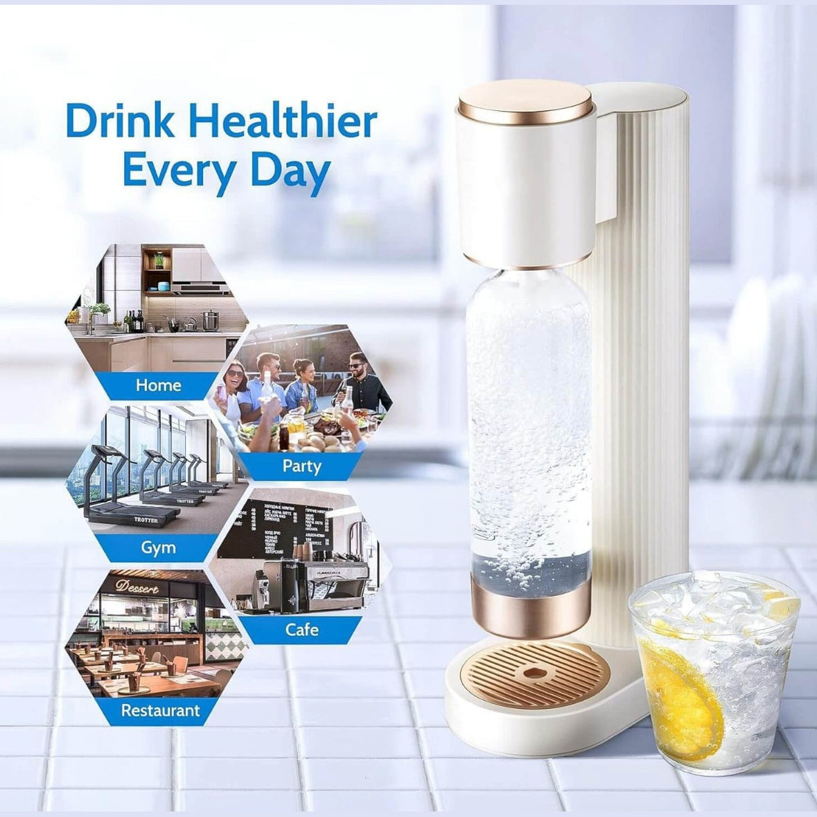 Yoco Soda Tabletop Soda Maker Machine + CO2 Gas Cylinder - Medaid International