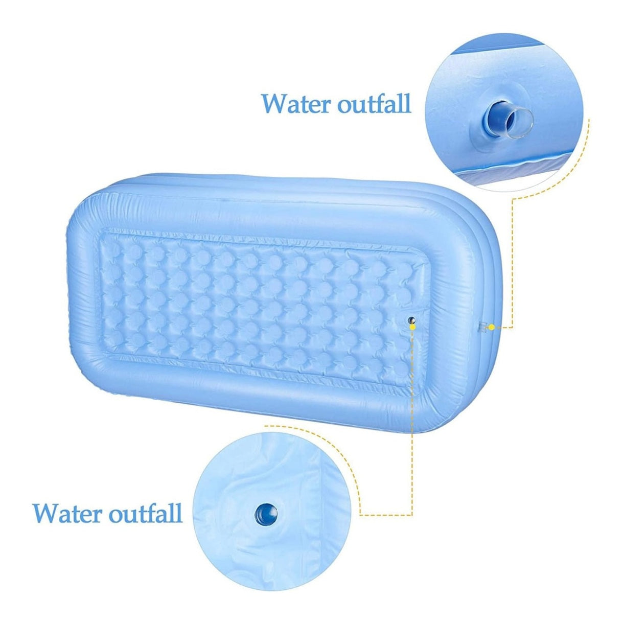 Angju Inflatable Adult Bath Tub, Free-Standing Blow Up Bathtub with Foldable Portable Feature for Adult Spa with Electric Air Pump (High-Density PVC) - Medaid International