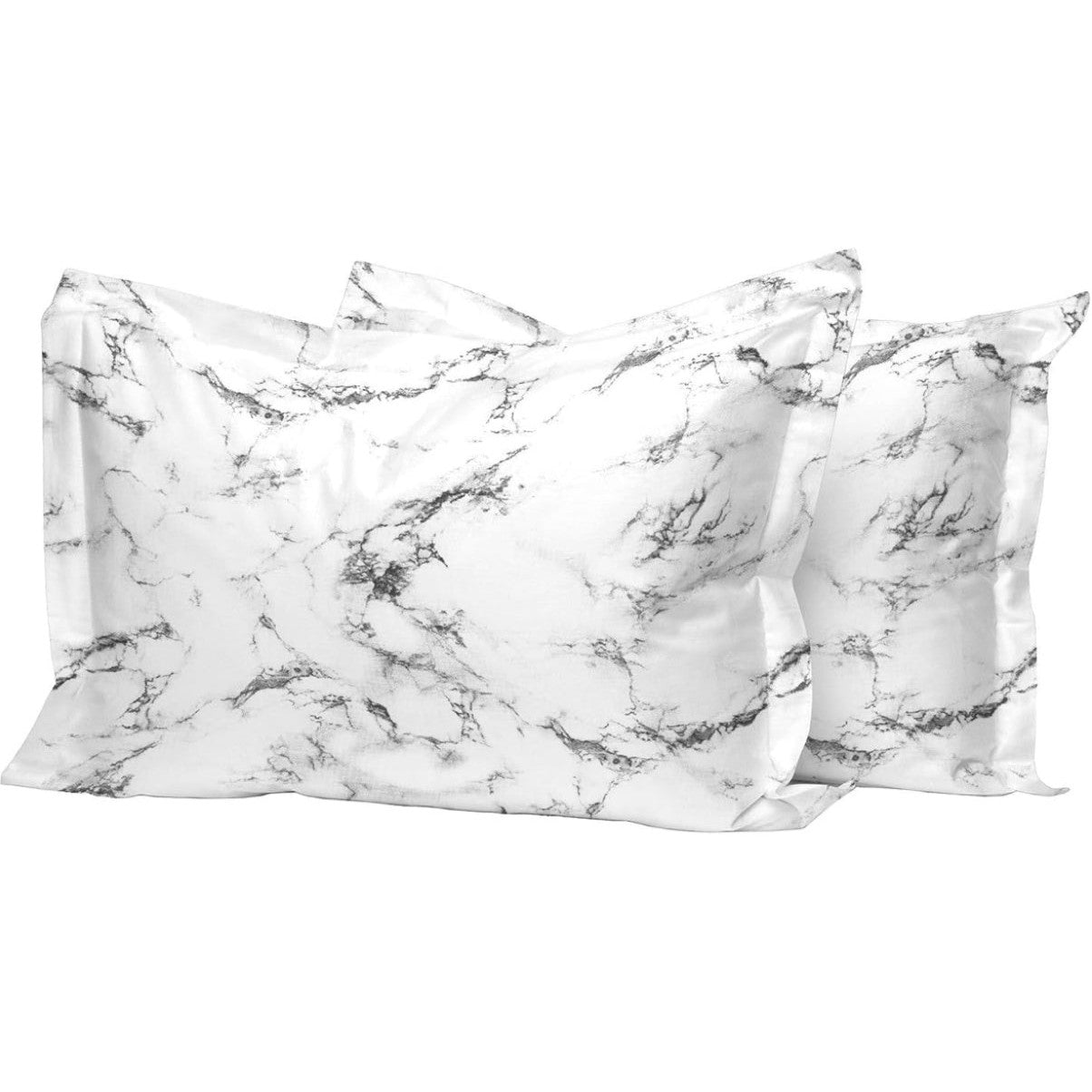 Pizuna Pure Combed Cotton Standard Pillow Cases 50x75 cm Marble White, 400 Thread Count Soft Luxurious 100% Long Staple Cotton Sateen Weave Pillow Cover With 5cm Hem (Printed Pillowcase - 2 PC) - Medaid International