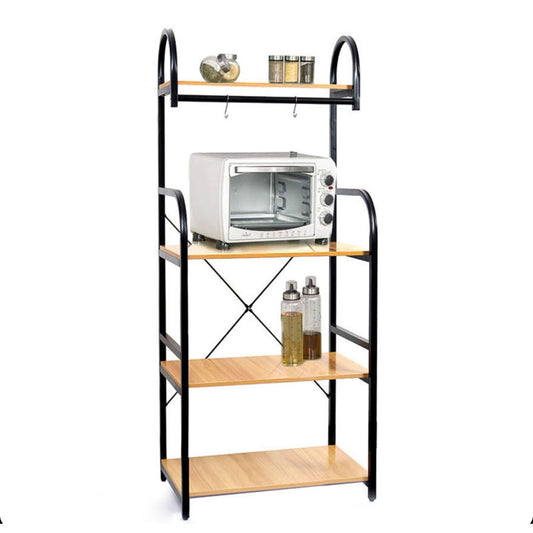 4 Tier Multifunctional Kitchen Rack with 2 Wave Rod Microwave Oven Organizer Stand Storage Racks Holds Up to 20 KG for Kitchen Dining Room Living Room - Medaid International