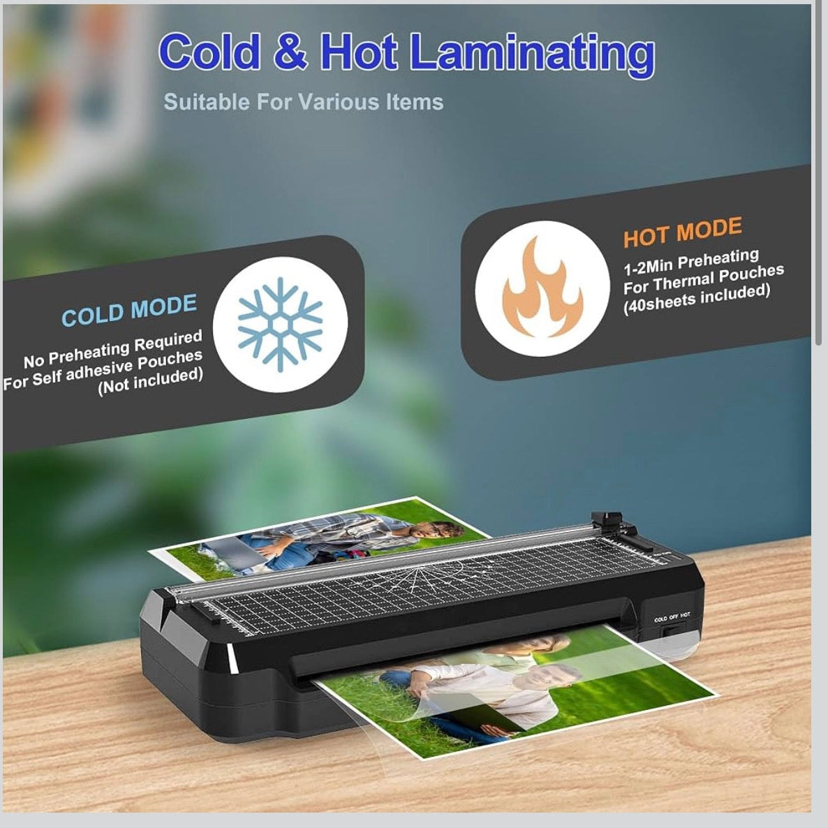 4-in-1 A4 Thermal Laminator Machine, Hot & Cold, with 20 Pouches
2-Min Quick Warm-Up, Bubble-Free Lamination, Built-In Cutter & Corner Rounder, For School, Home & Office