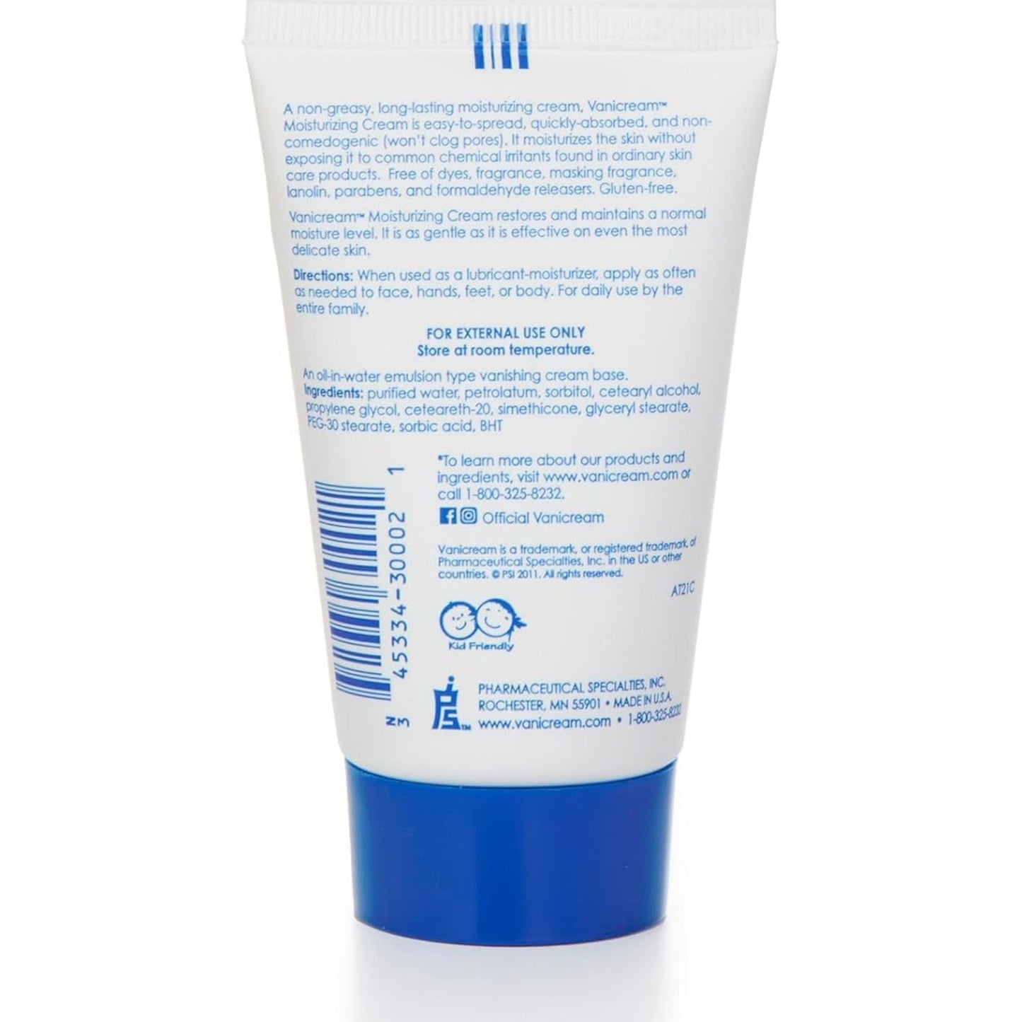 Vanicream Moisturizing Skin Cream Tube for Sensitive Skin, Soothes Red, Irritated, ed or Itchy Skin, Dye Free, Fragrance Free, Preservative Free, Dermatologist d, 2 Ounce (Pack of 1) - Medaid International