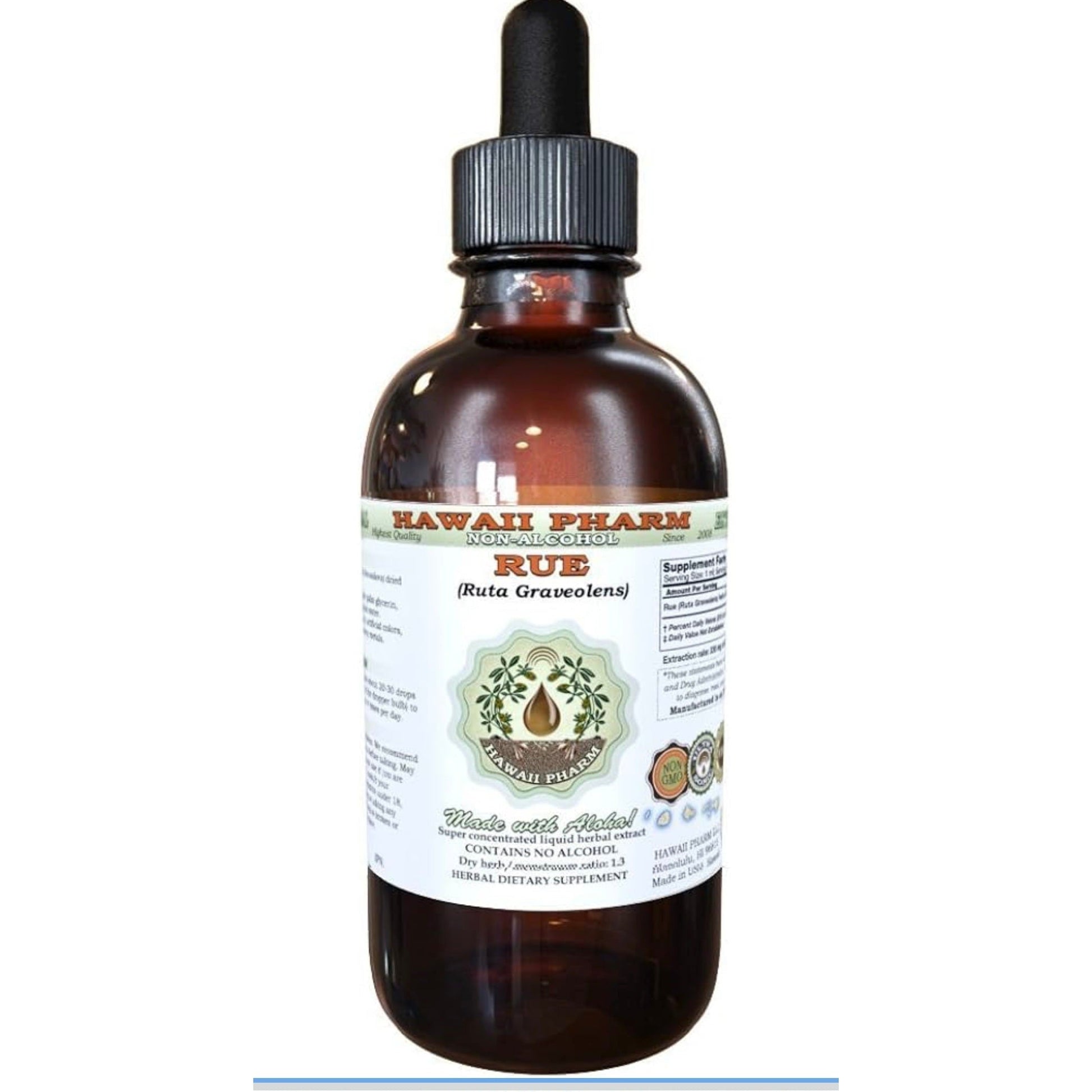 Rue Alcohol-Free Liquid Extract, Organic Rue (Ruta graveolens) Dried Herb Glycerite Natural Herbal Supplement, Hawaii Pharm, USA 2 fl.oz - Medaid International