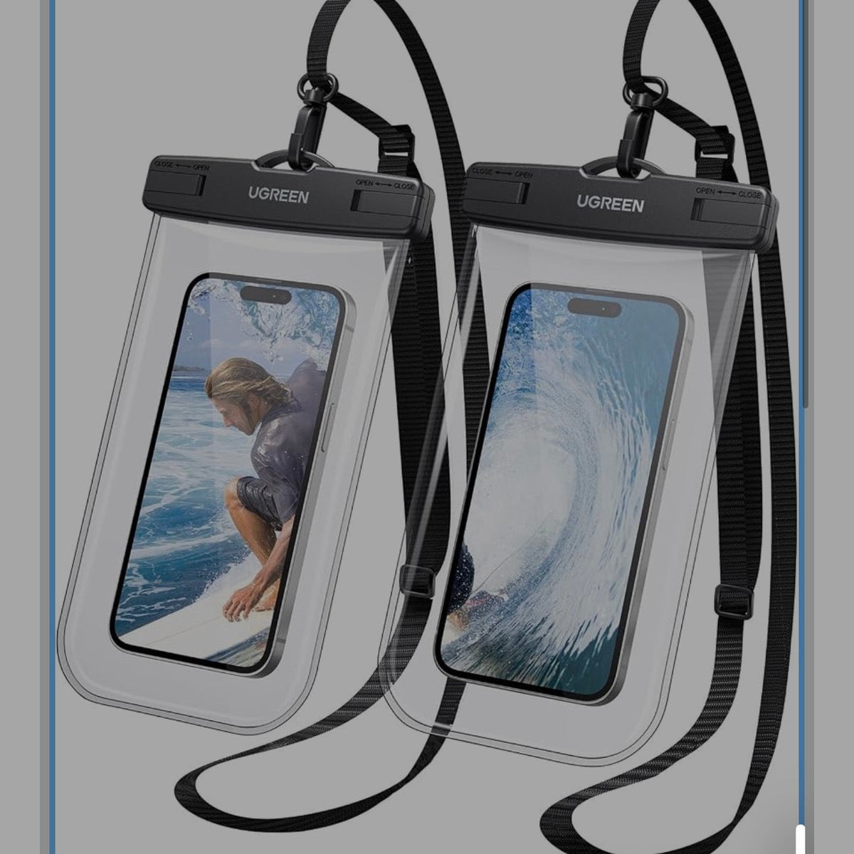 UGREEN Waterproof Phone Case, 2 Pack IPX8 Certified Waterproof Phone Pouch