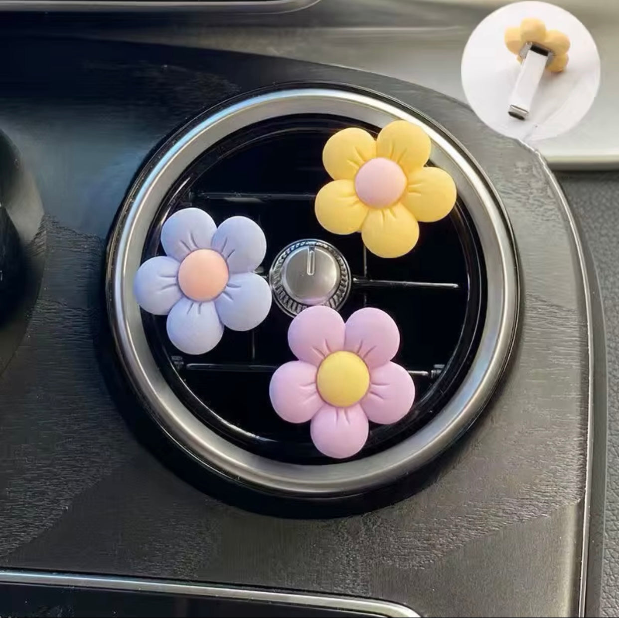 Car Air Freshener - Green Crochet Flower