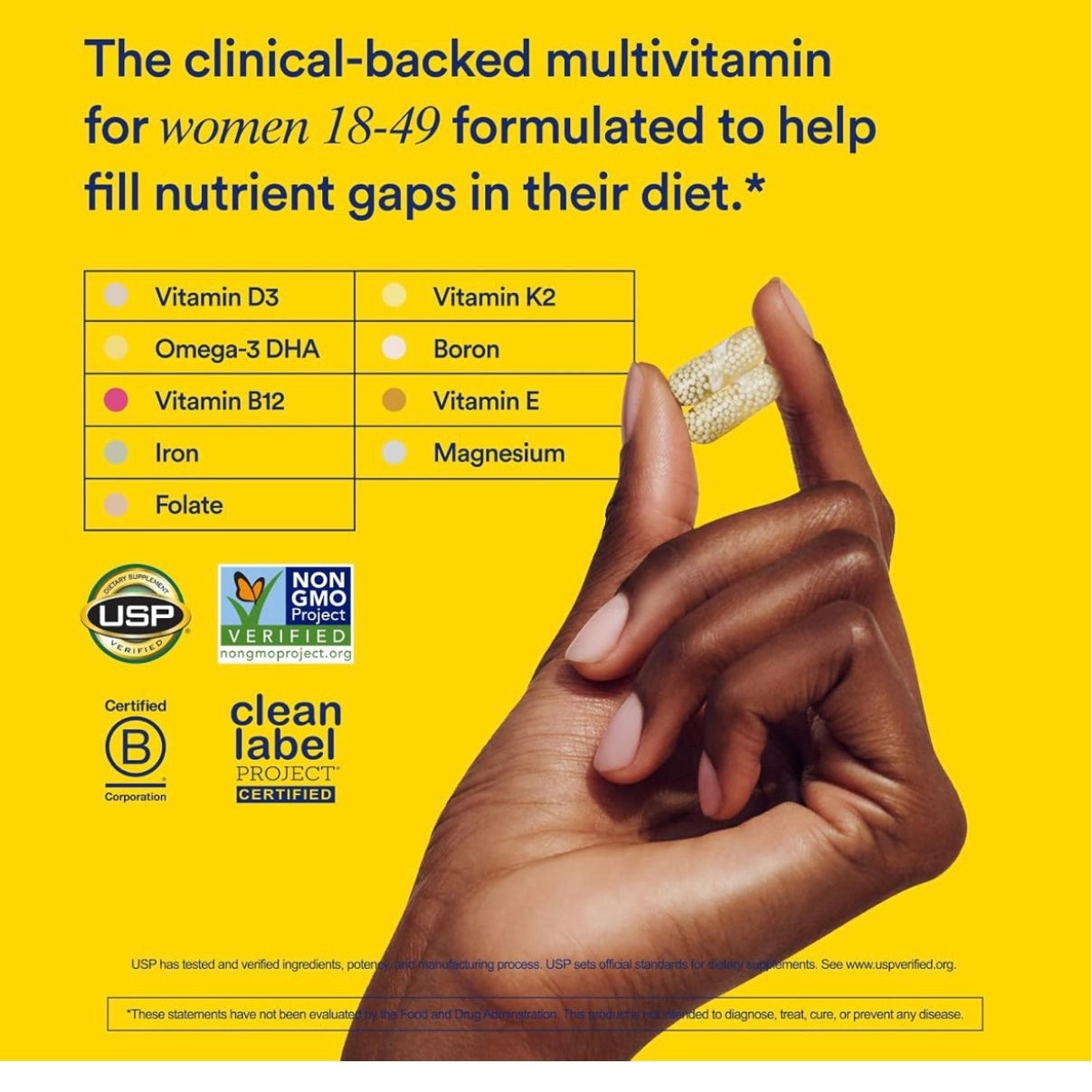 Ritual Multivitamin for Women 18+ with Vitamin D3 for Immune Support*, Vegan Omega 3 DHA, B12, Iron, Gluten Free, Non GMO, USP Verified, 30 Day Supply, 60 Capsules - Medaid International