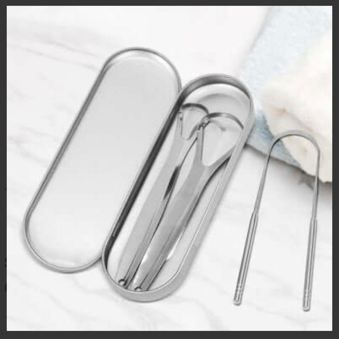 Stainless Steel Tongue Scraper Oral Cleaner Kit