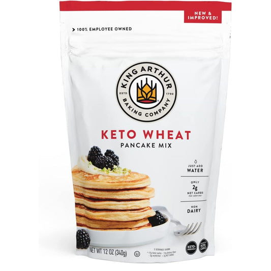 King Arthur Keto Wheat Pancake Mix: Low Carb, High Protein Breakfast Solution - Just Add Water for Fluffy Pancakes or Waffles - Non-GMO, Kosher Certified, 12 oz Pouch - Medaid International