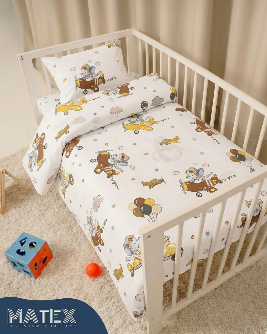 Sky Adventure Theme Baby Bed Crib Set 100% Cotton