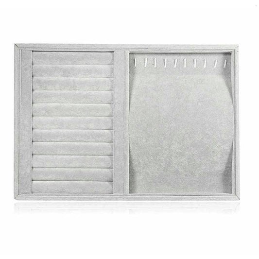35 CM Velvet Jewelry Organizer Tray for Drawers Stackable Jewelry Display Trays for Rings Earrings Necklaces Silver - Medaid International