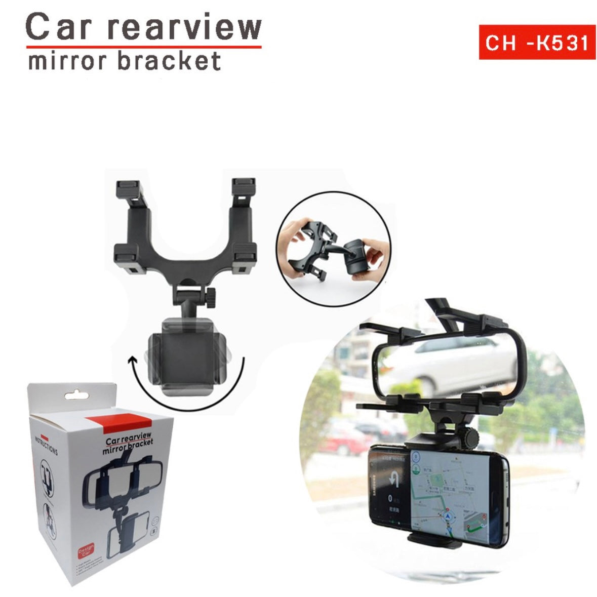 Car Rear View Mirror Mobile Phone Holder - Medaid International