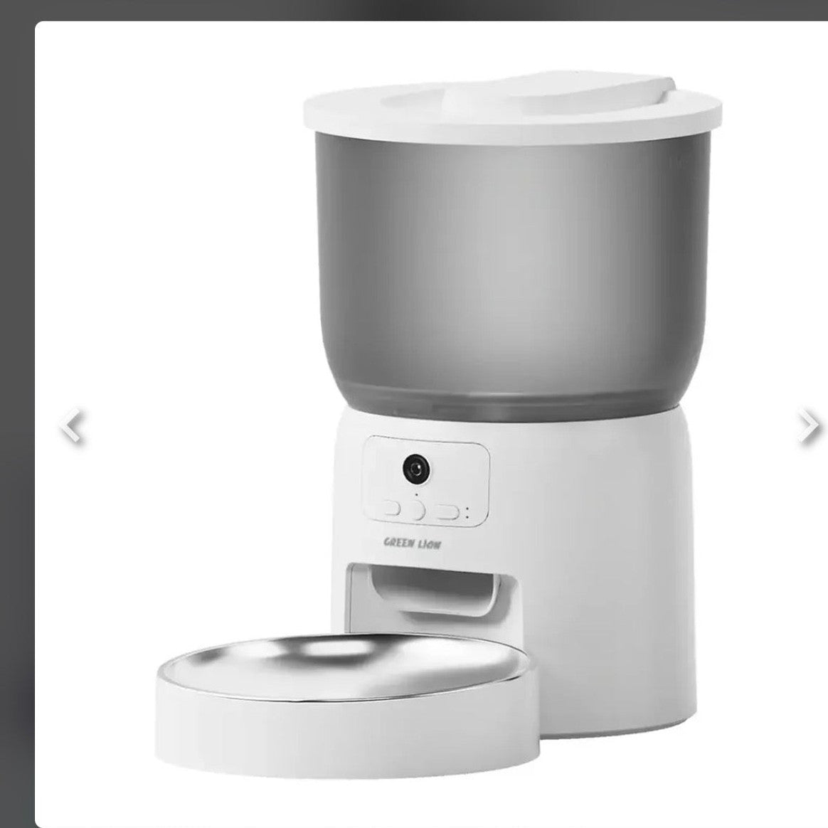 Green Lion Smart Pet Feeder with Stainless Steel Bowl - white