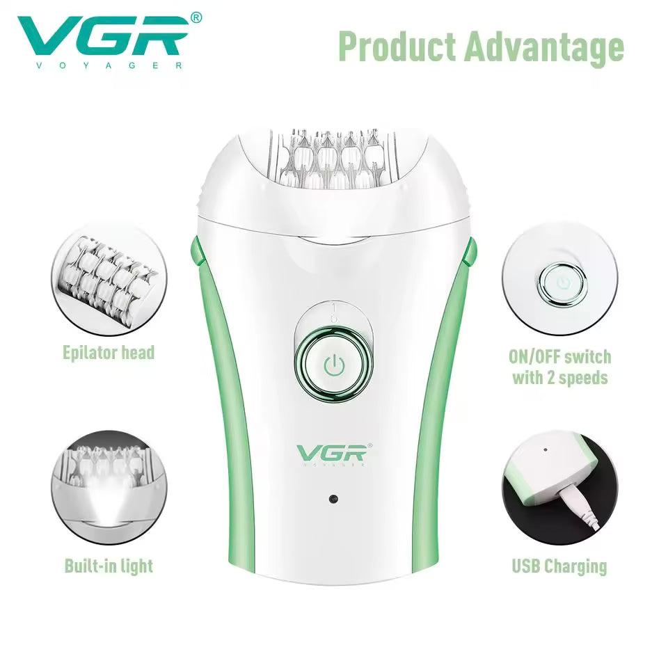 VGR Compact Professional Cordless Women Epilator for different body areas for gentle hair removal V705 - Medaid International