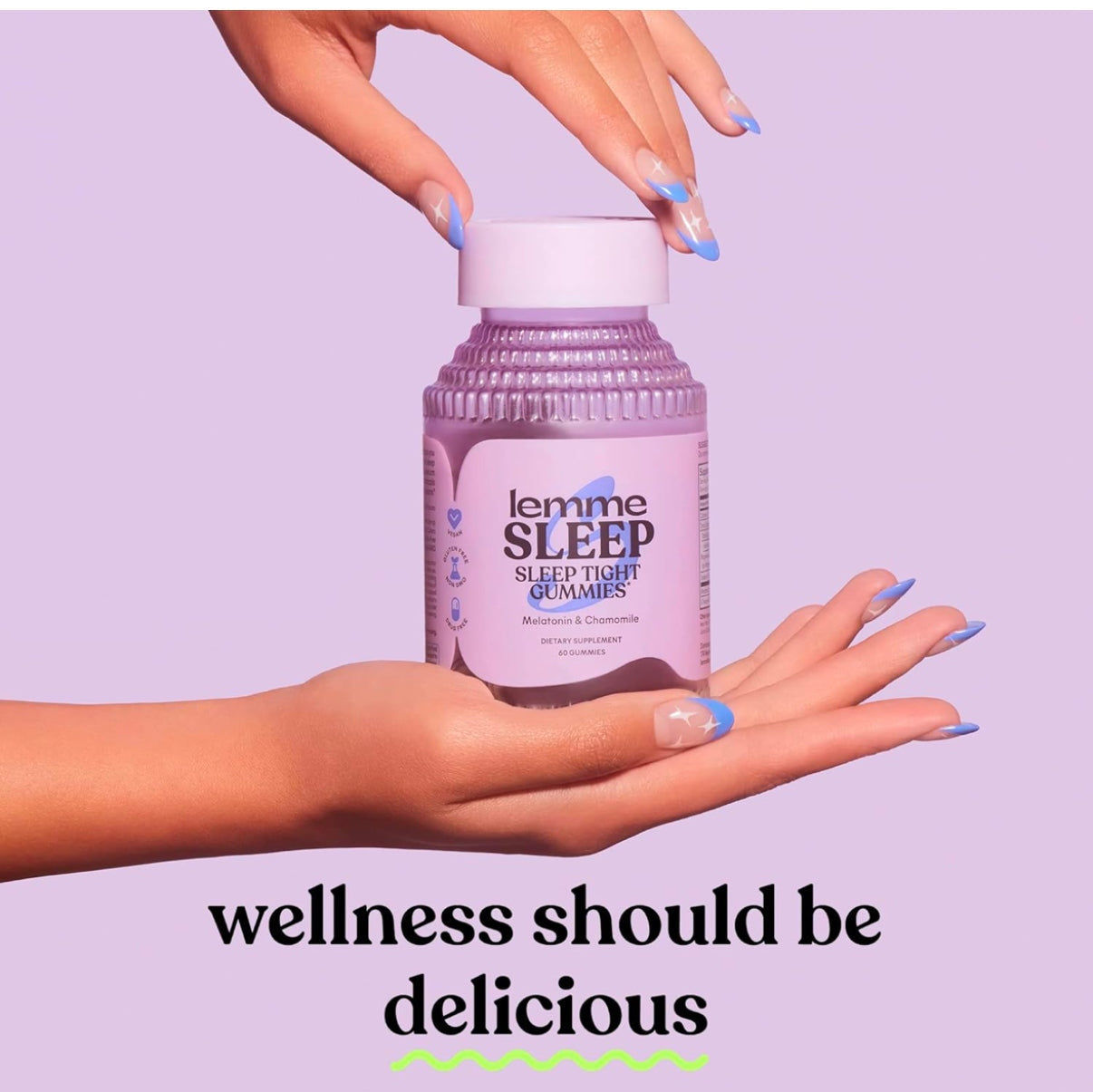 Lemme Sleep Gummies with 5mg Melatonin, Elderberry, Magnesium, L-Theanine, Chamomile and Lavender, Drug-Free Nighttime Sleep Aid, Vegan, Gluten Free, Gelatin Free, Non GMO, Berry Flavored (60 Count) - Medaid International