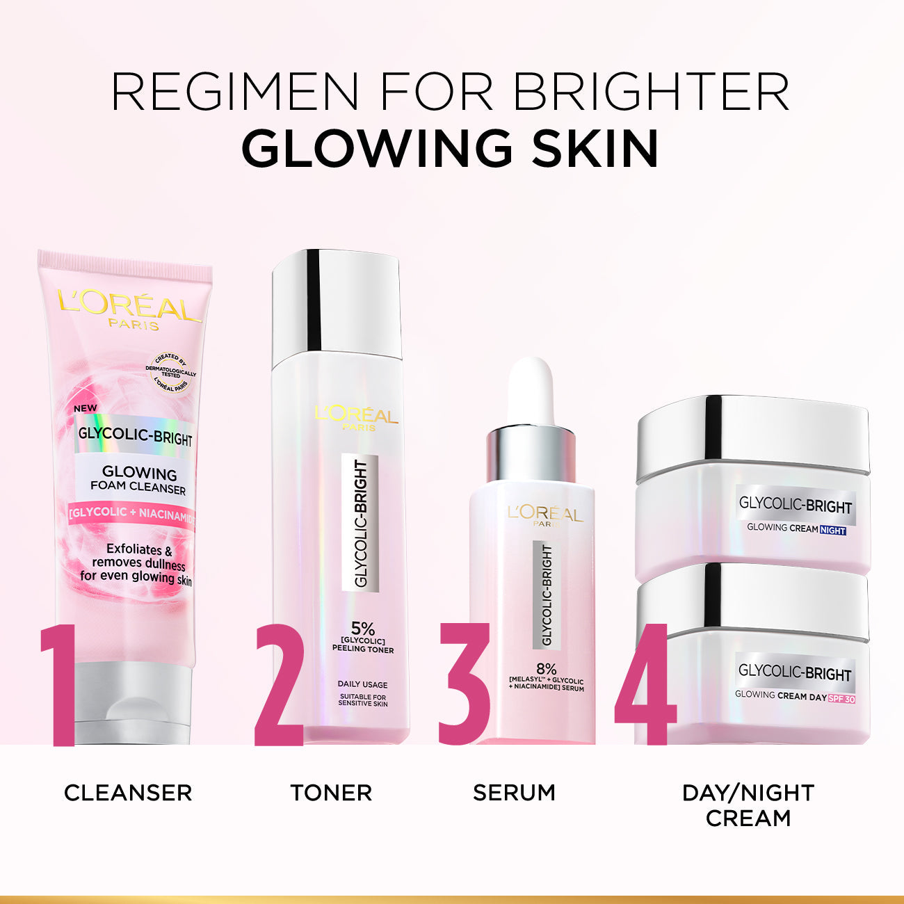 L’Oréal Paris, Glycolic-Bright Glowing Night Cream, for Dark Spots Reduction, Glow Boosting, and Skin Tone Evenness, 50ml