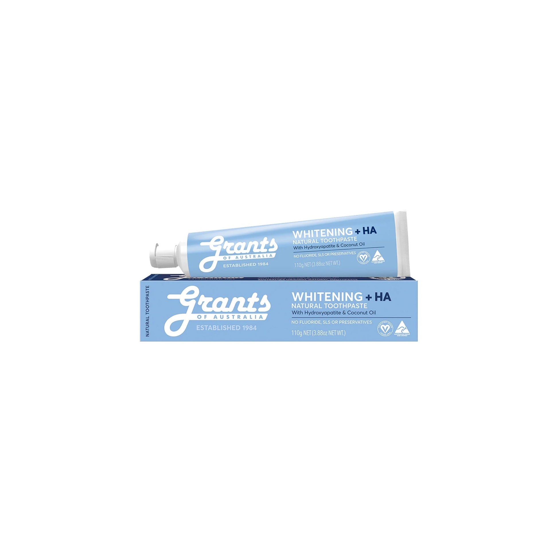 GRANTS TOOTHPASTE WHITENING +HA WITH HYDROXYAPATITE & COCONUT OIL - FLUORIDE FREE - Medaid International