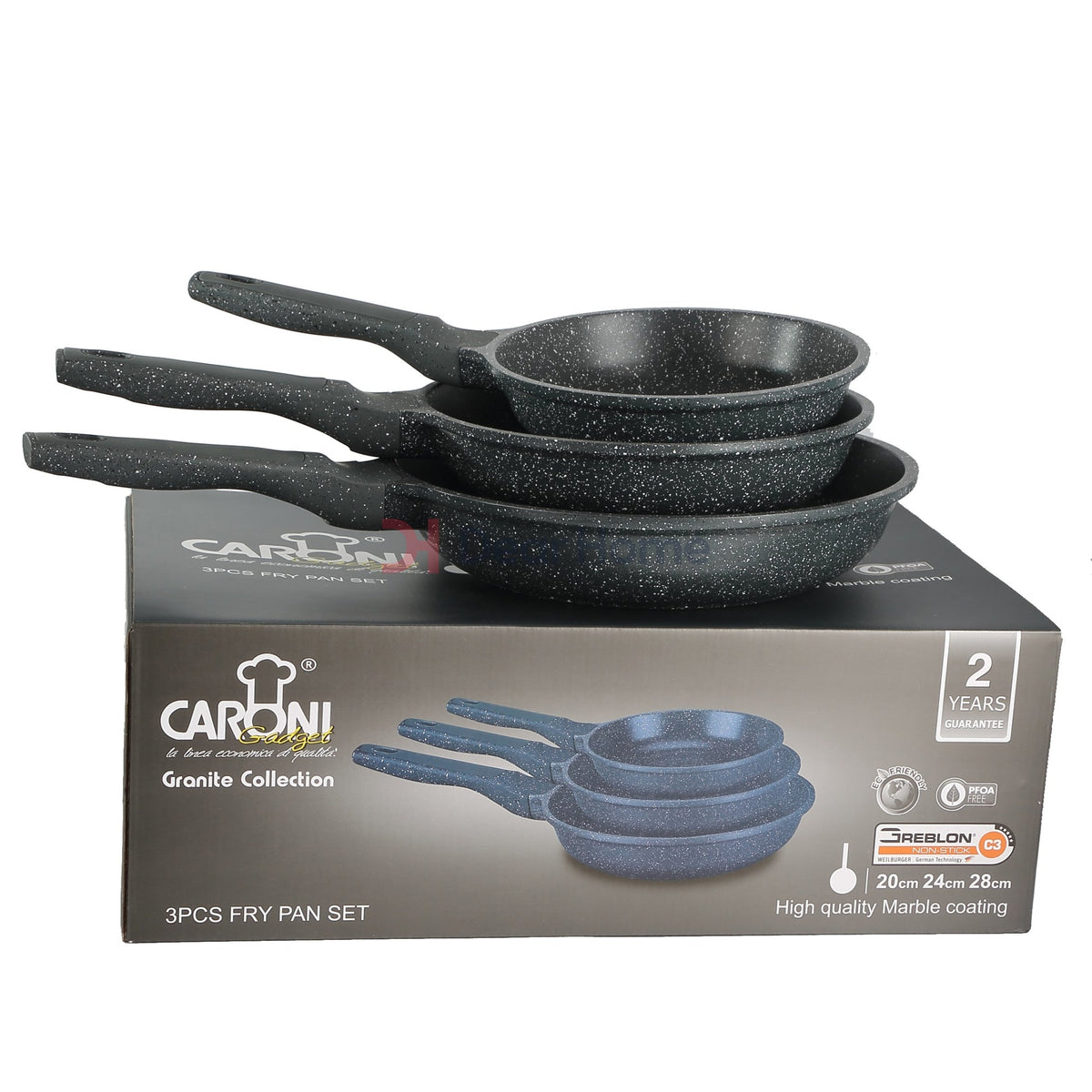 German Greblon Granite 3Pcs Fry Pan Set