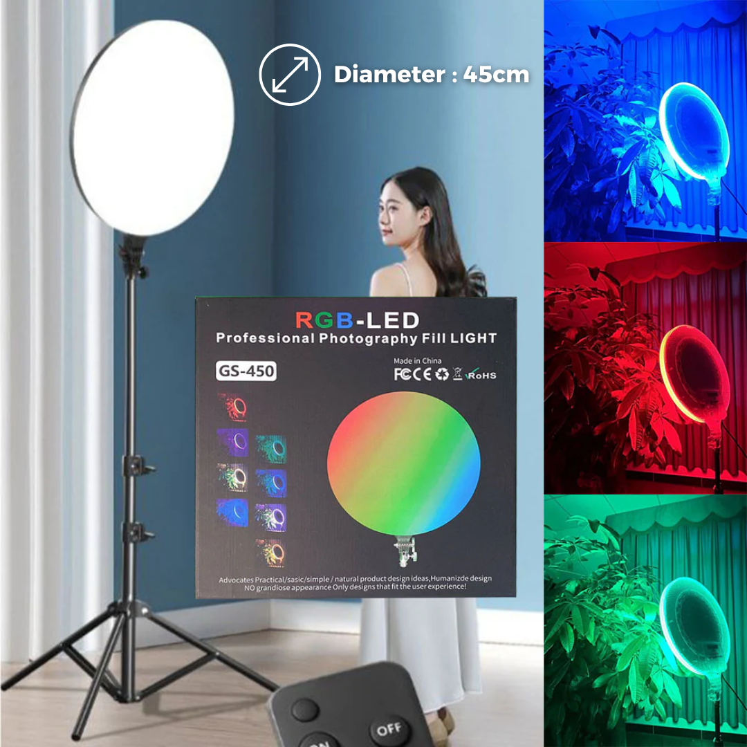 RGB LED Lamp  Round Panel Lights for Photography, Home, and Office Lighting with Remote Control - Medaid International