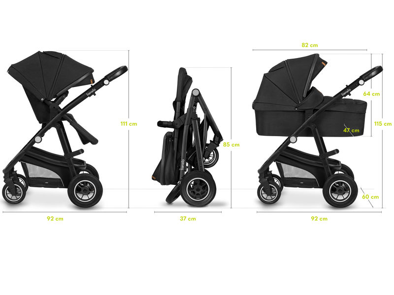 Lionelo - Bianka 3in1 Stroller - Black Onyx - Travel System
