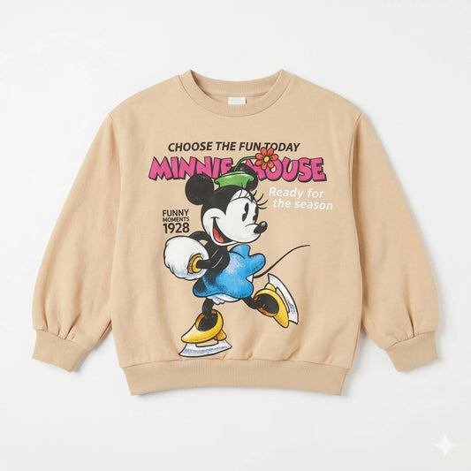Zara Girl's Beige With Minnie Mouse Printed   Sweatshirt | Zara in Lebanon