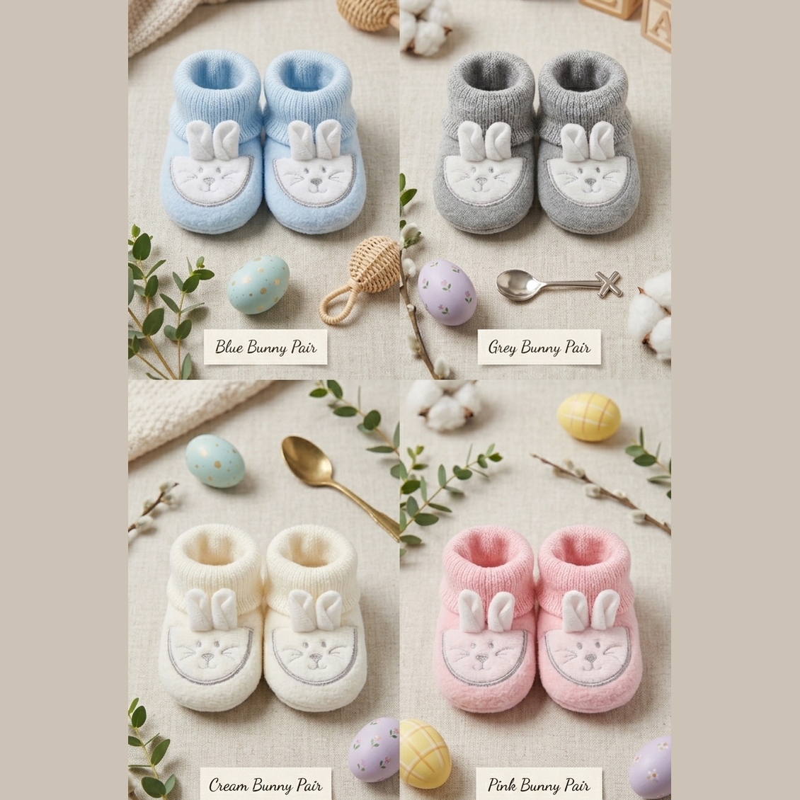 Trois Kilos Sept Hop Bunny Knitted Booties Assorted